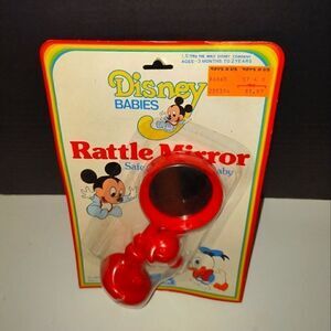 Illco Disney Babies Kids Vintage Toy Rattle Mirror 1984 Walt Disney New